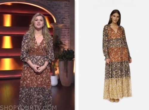 kelly clarkson, the kelly clarkson show, floral colorblock maxi dress