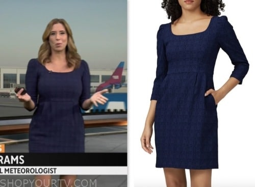 stephanie abrams, navy blue dress, cbs mornings