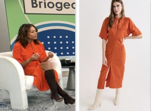 nancy twine, cbs mornings, orange utility dress