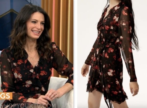 jackie burns, cbs mornings, black floral dress