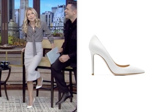 kelly ripa, live with kelly and mark, white pumps heels