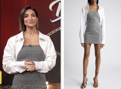 courtney lopez, access daily, white shirt and grey dress