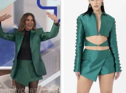 Carrie bradshaw green mini skirt top