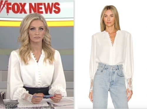 carley shimkus, fox and friends, fox news fashion, white lace cuff blouse