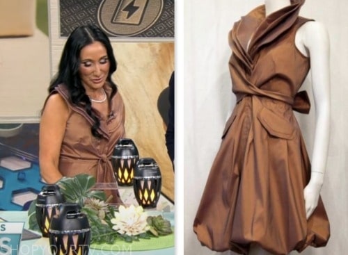 cbs mornings, brown bubble hem dress, elizabeth werner
