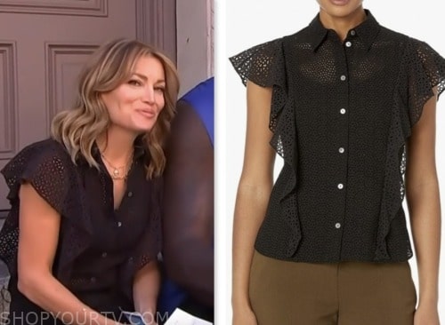 access hollywood, black eyelet flutter top, kit hoover
