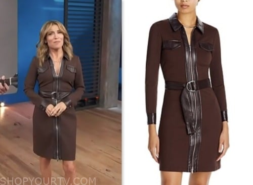Access Hollywood: November 2023 Kit Hoover's Brown Leather Trim Belted ...