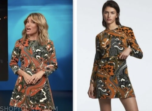 kit hoover, orange printed mini dress, access hollywood