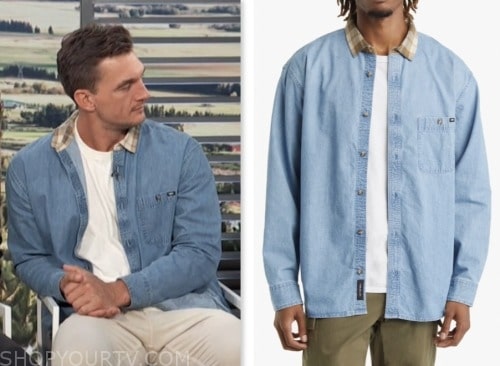 tyler cameron, denim shirt jacket, access daily