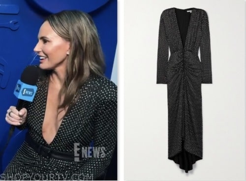 keltie knight, E! news, black rhinestone embellished midi dress