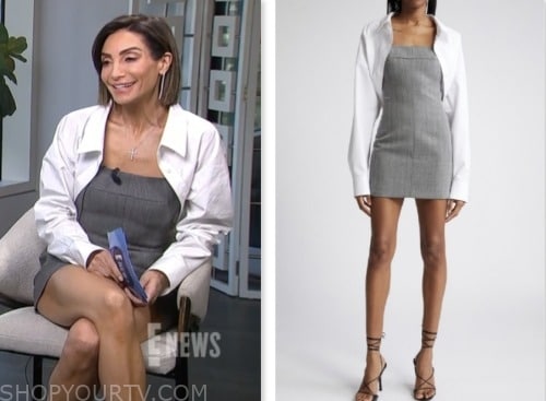 courtney mazza lopez, white shirt and grey dress, E! news