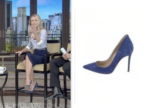 live with kelly and mark, kelly ripa, blue suede pumps heels