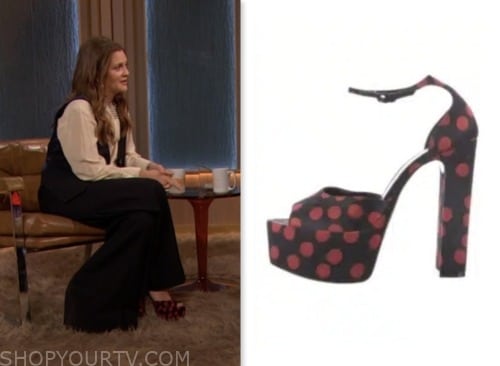drew barrymore show, drew barrymore, polka dot platform heels