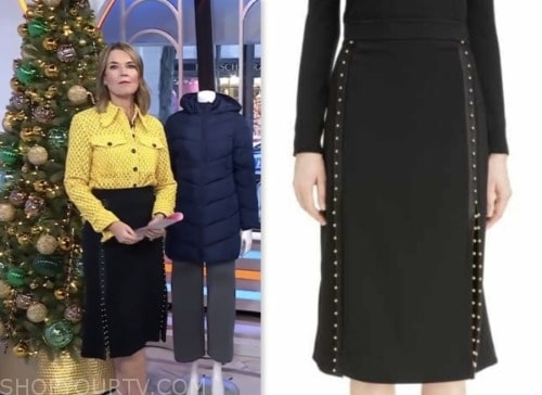 the today show, savannah guthrie, black studded skirt