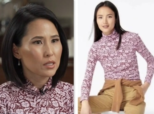 vicky nguyen, nbc news daily, pink floral turtleneck top