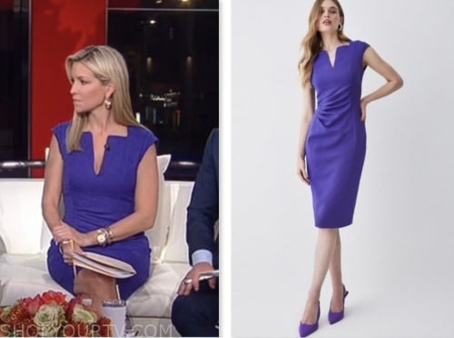 ainsley earhardt, fox and friends, fox news fashion, blue sheath dress