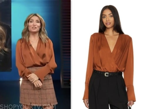 access hollywood, orange satin blouse, kit hoover