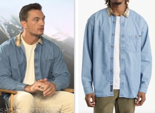 tyler cameron, E! news, denim shirt jacket