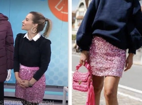 jenn falik, the today show, pink sequin mini skirt