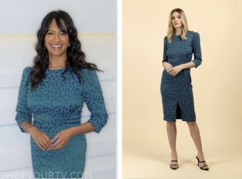 ranvir singh, good morning britain, green animal print dress