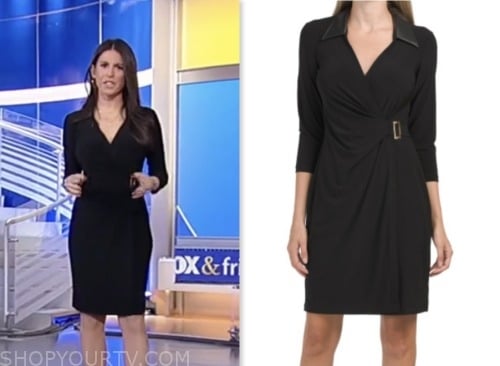 brooke singman, fox and friends, fox news fashion, black wrap dress