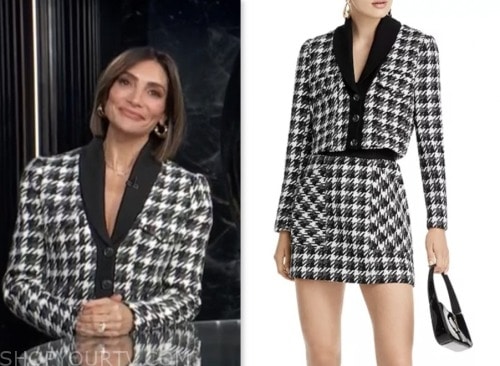 courtney lopez, E! news, black and white printed crop jacket