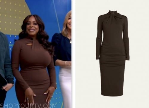 good morning america, brown cutout dress, Niecy Nash-betts