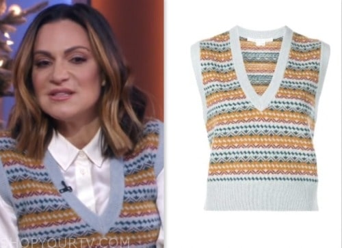 Shoshana Bean, gma3, good morning america, printed sweater vest