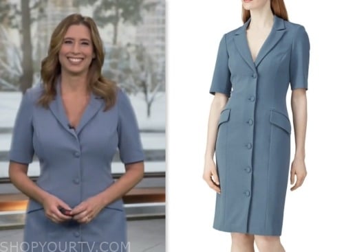 stephanie abrams, cbs mornings, blue blazer dress