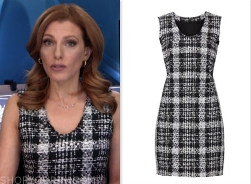 Julia Boorstin, nbc news daily, black and white tweed plaid dress