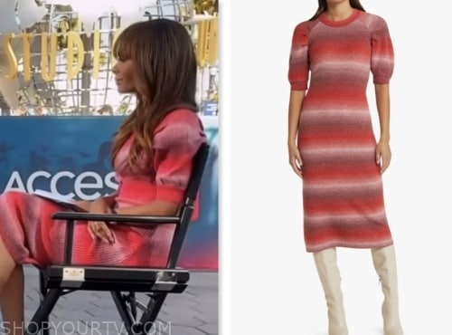 access hollywood, zuri hall, red striped ombre sweater dress