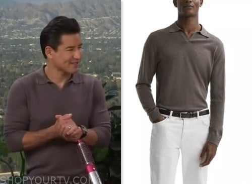 mario lopez, access daily, brown polo shirt