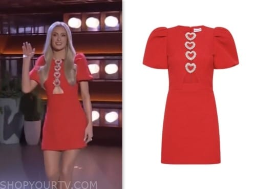 paris hilton, the kelly clarkson show, red embellished heart mini dress