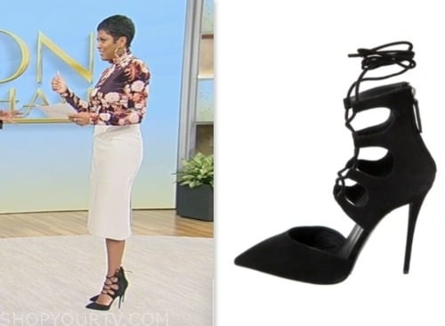 tamron hall show, tamron hall, black suede heels