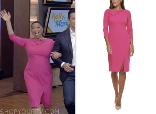 deja vu, pink folded neck dress, live with kelly and mark