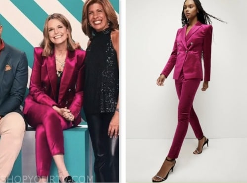 the today show, savannah guthrie, pink velvet blazer and pant suit