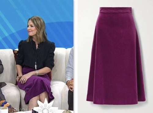 savannah guthrie, the today show, purple velvet skirt