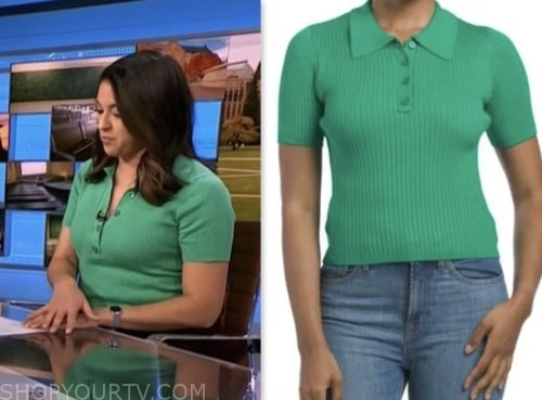 valerie castro, nbc news daily, green knit polo top