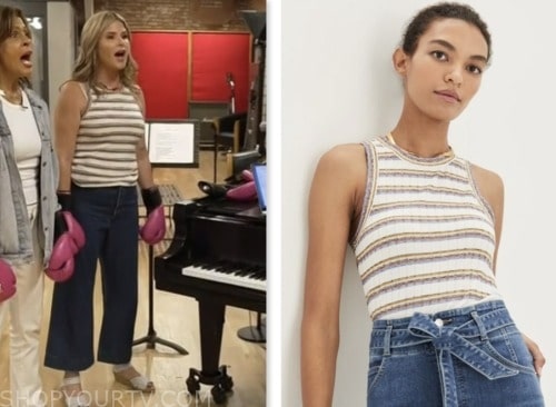 the today show, hoda and jenna, white striped tank top, jenna bush hager