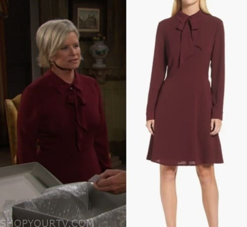 Days Of Our Lives: November 2023 Kayla's Burgundy Neck Tie Dress | Shop ...