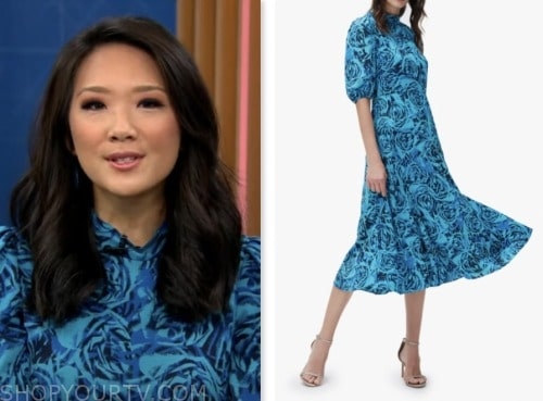 cbs mornings, nancy chen, blue floral dress