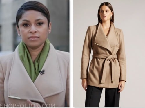 jericka duncan, cbs mornings, camel wrap coat