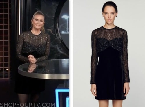 E! news, keltie knight, black embellished velvet mini dress