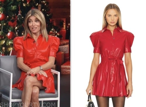 access daily, red leather mini dress, kit hoover