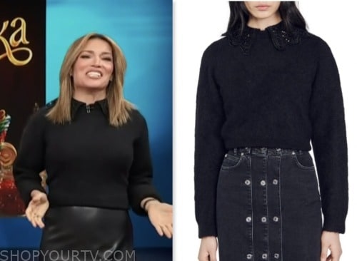 kit hoover, black collar crop sweater, access hollywood