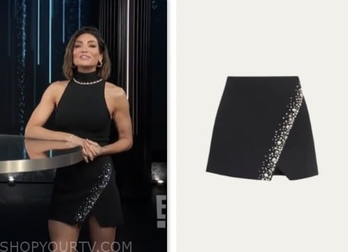E! news, black embellished wrap mini skirt, courtney lopez