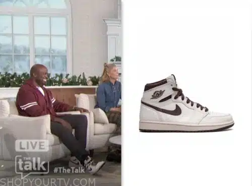 Akbar Gbajabiamila, the talk, burgundy and white sneakers