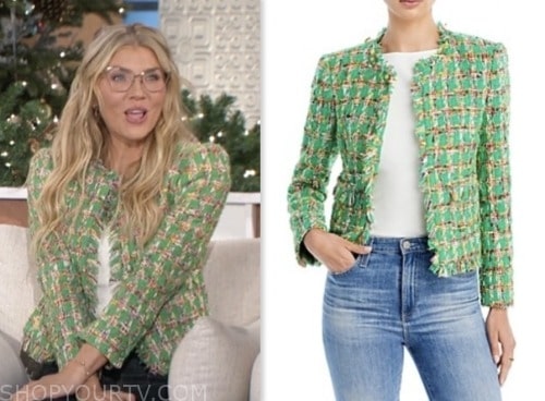 the talk, amanda kloots, green tweed jacket