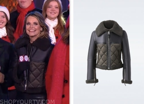 the today show, savannah guthrie, green and black quilted leather jacket