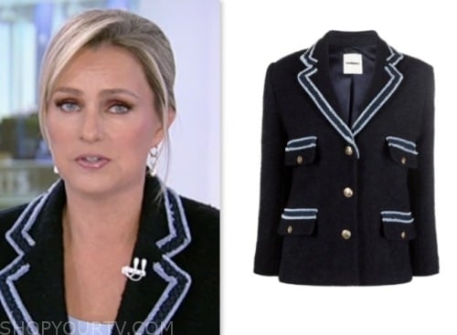 sandra smith, america reports, navy tweed blazer, fox news fashion